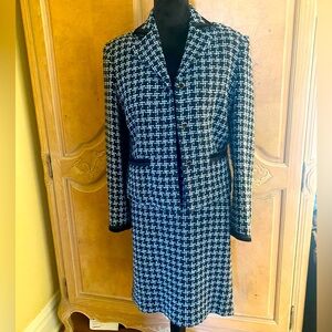GRACE - Elements, ladies suit , plaid wool jacket and skirt, black and blue